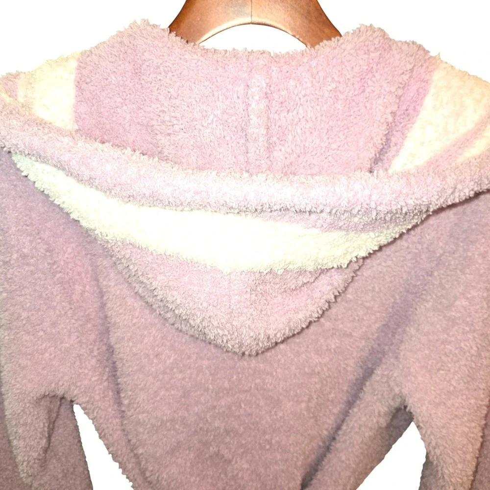 Barefoot Dreams Robe Girls Sz‎ 12/14 Lavender Purple CozyChic Hooded Striped 813